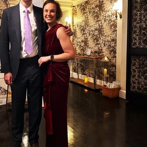 Tadashi Shoji one shoulder burgundy dress